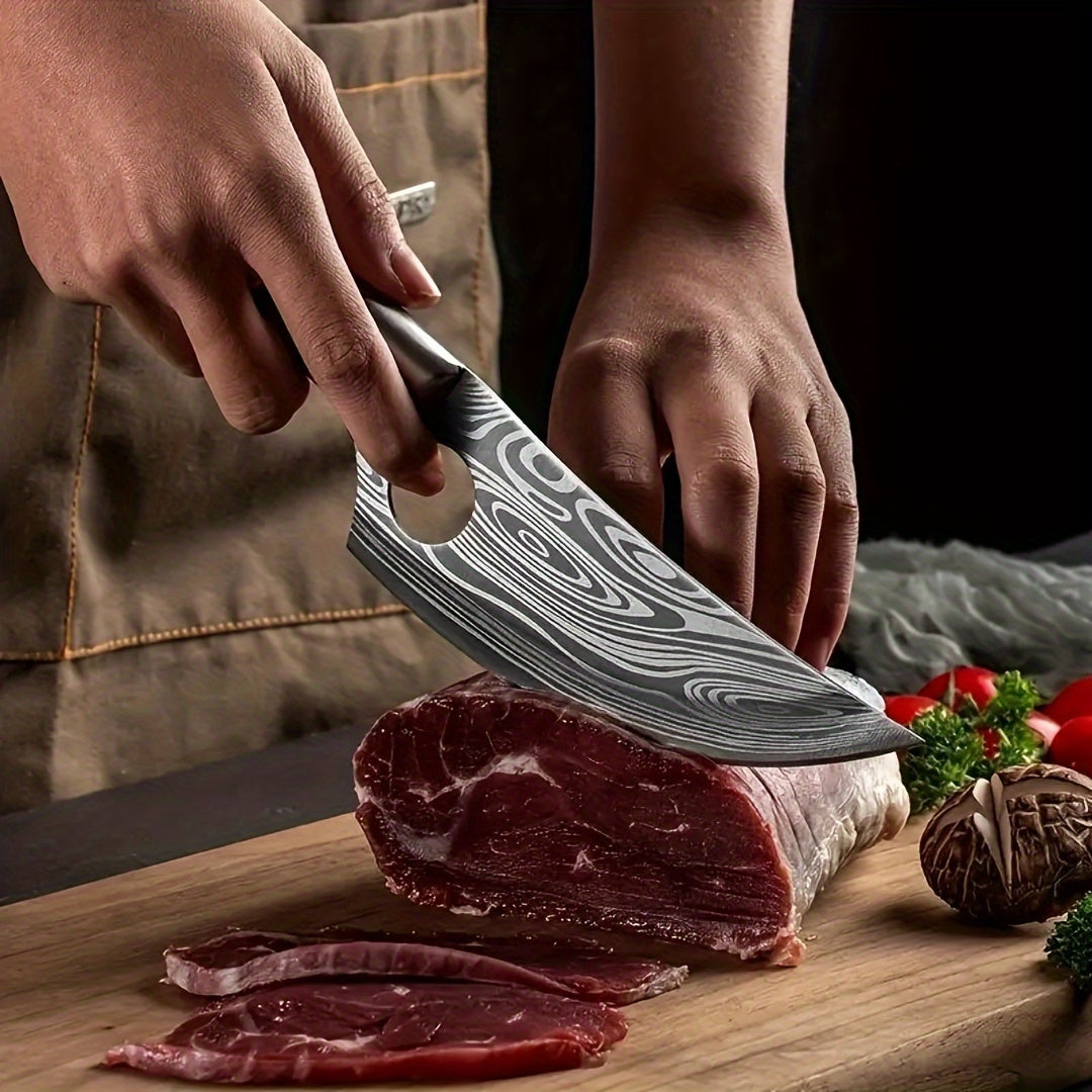 Messer fr die Kche ein Fleischbeil ein Japanisches Kchenmesser ein Werkzeug fr die Kche ein Metzgermesser mit Damastmuster ein Schlachtmesser aus Edelstahl ein Spezielles Messer fr Restaurants und Kchen