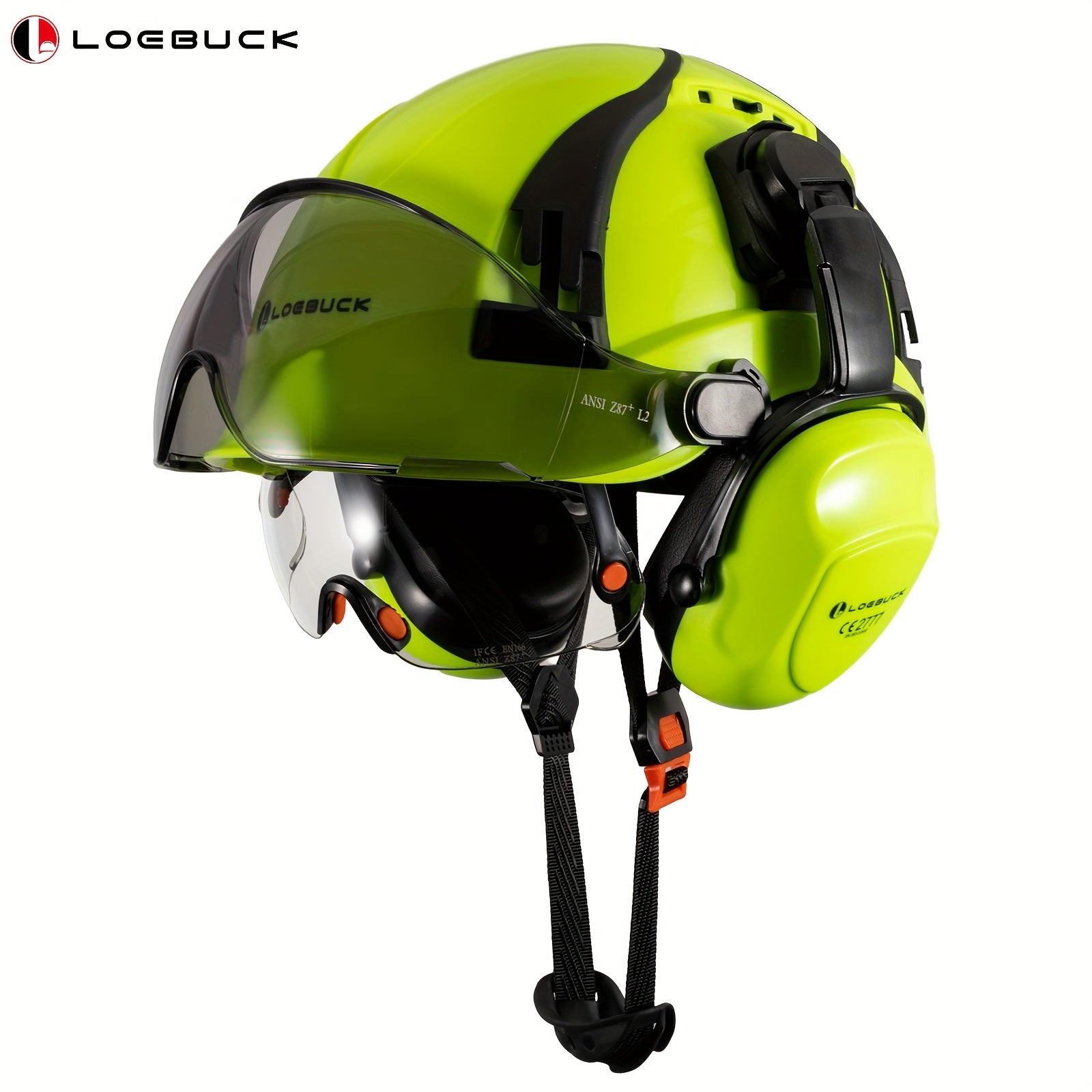 LOEBUCK Sicherheitshelm Mit Visier Und Gehrschutz Verstellbarer Leichter Belfteter ABSArbeitshelm Fr Mnner Und Frauen Mit 6PunktAufhngung ANSI Z891 Zugelassen Ideal Fr Industrie  Bau