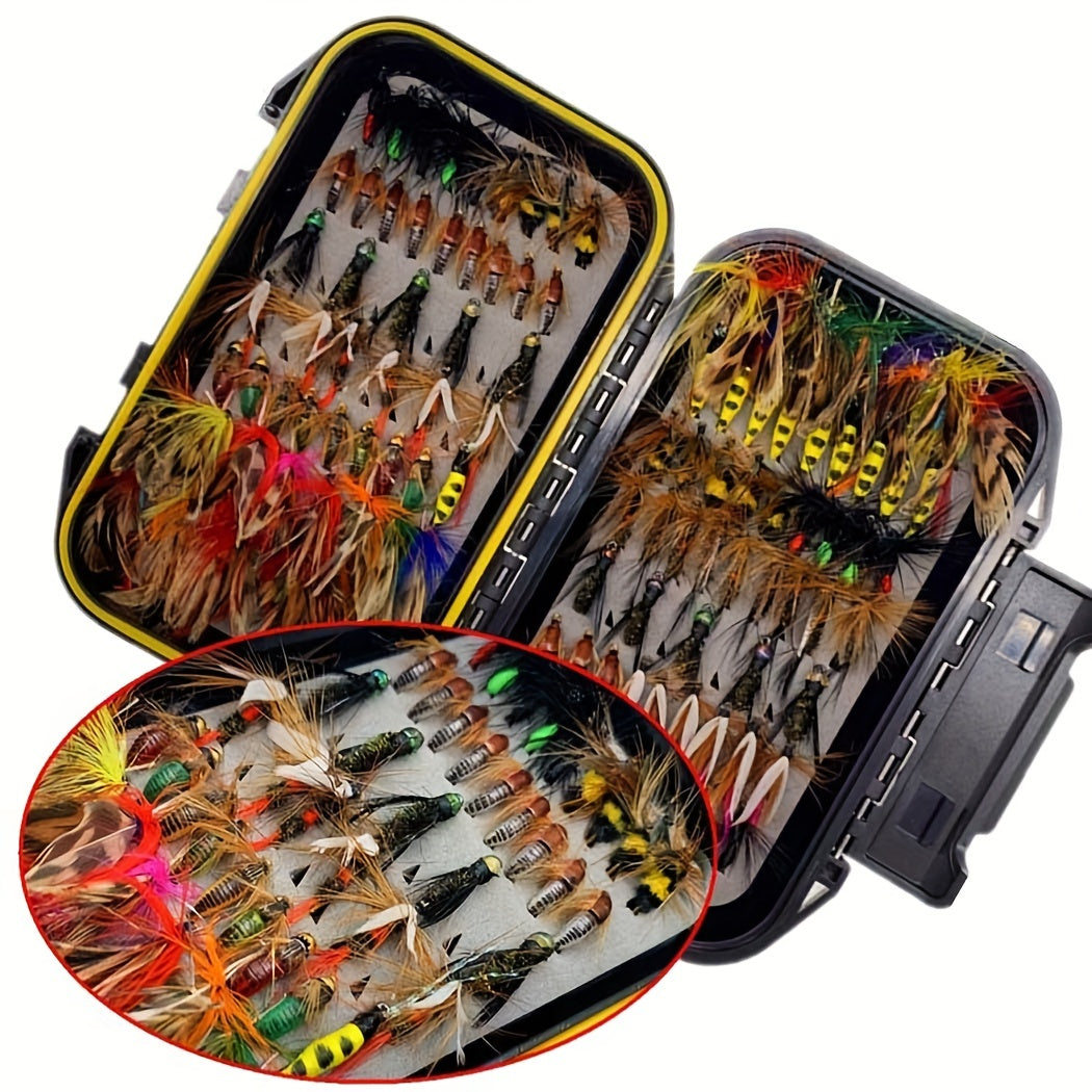 2433406576100114teiliges Deluxe FliegenfischerSet  Premium handgefertigte FliegenAuswahl mit TrockenNassfliegen Streamern und Fliegenbox fr Forellen und Barschangler  Perfekt fr Anfnger und erfahrene Angler