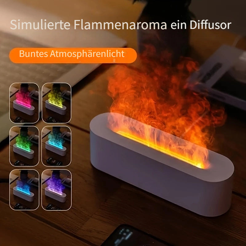 1 AromaDiffusor mit 3 Geschwindigkeiten und Zeitsteuerung LEDLuftbefeuchter mit simulierter Flamme und buntem Atmosphrenlicht Stromversorgung ber USB 150 ml Wassertank kompatibel mit therischen len Stromausfallschutz fr den Einsatz zu Hause 