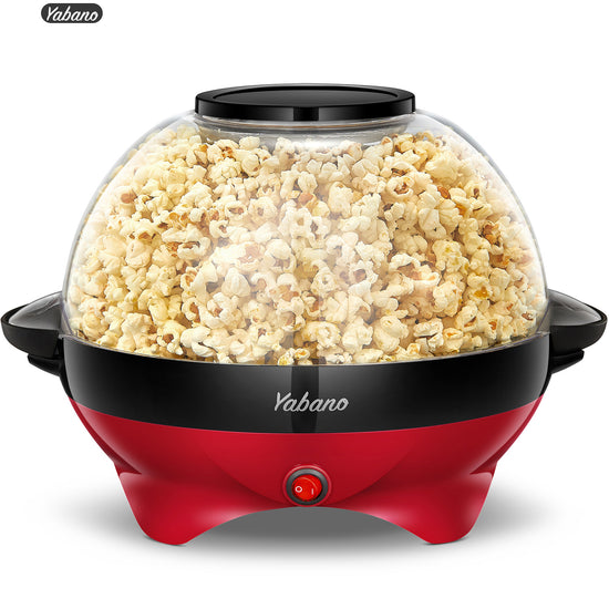 Yabano Popcorn Maker Machine 5L Popcorn Popper Nonstick Plate Elektrische Stirrung mit QuickHeatTechnologie Khlberhrungshandgriffe Gesundes weniger Fett 800W RED