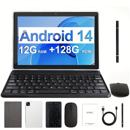 Tablet 101 Zoll Android 14 OS Tablet 2in1Tablets mit Tastatur Maus Hlle Stift 128 GB ROM 12 GB 4 GB  8 GB RAM DualKamera OctaCoreProzessor 1280  800 IPSHDBildschirm GMSzertifiziertes Tablet 5GWLAN 6 Google Pad Tablet