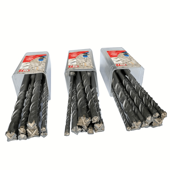 7teiliges SDS Plus BohrerSet aus Wolframstahl Grau Kreuzschlitz Metalloberflche keine Montage Heimdekoration Kreuzschlitz 4Klingen fr Mauerwerk Beton Ziegel Stein  Gren 5 mm bis 14 mm