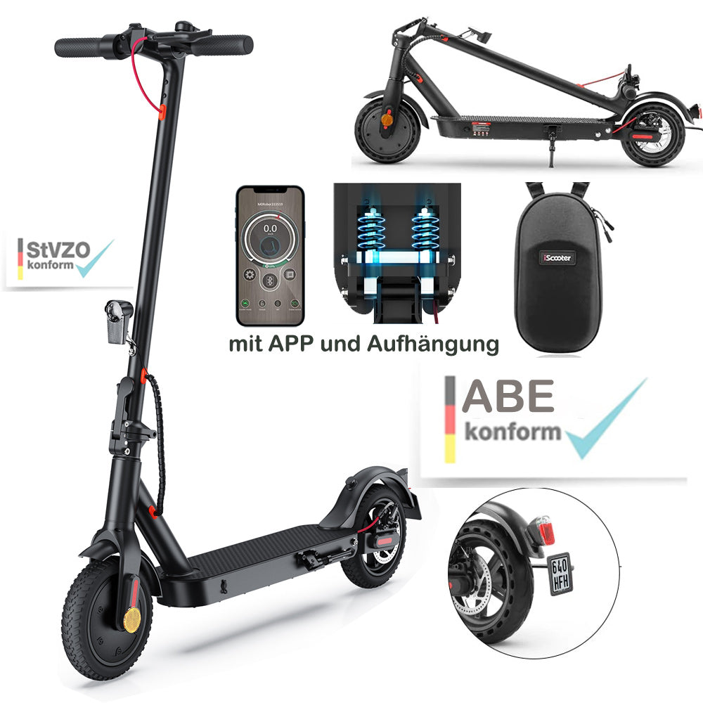 iScooter E Scooter mit Straenzulassung ABE Max 30 km Reichweite 350W Motor Elektroroller mit 85 Zoll Wabenreifen Duales Bremssystem und Doppelfederung fr Herren Damen